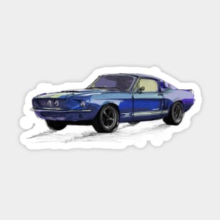 Classic Mustang Blue Sticker